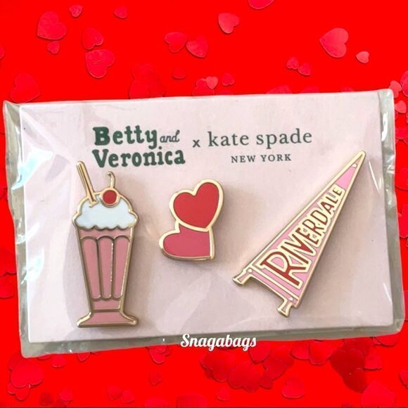 KATE SPADE NWT ARCHIE COMICS BETTY & VERONICA ENAMEL 3 PIECE SET RIVERDALE - Picture 1 of 3